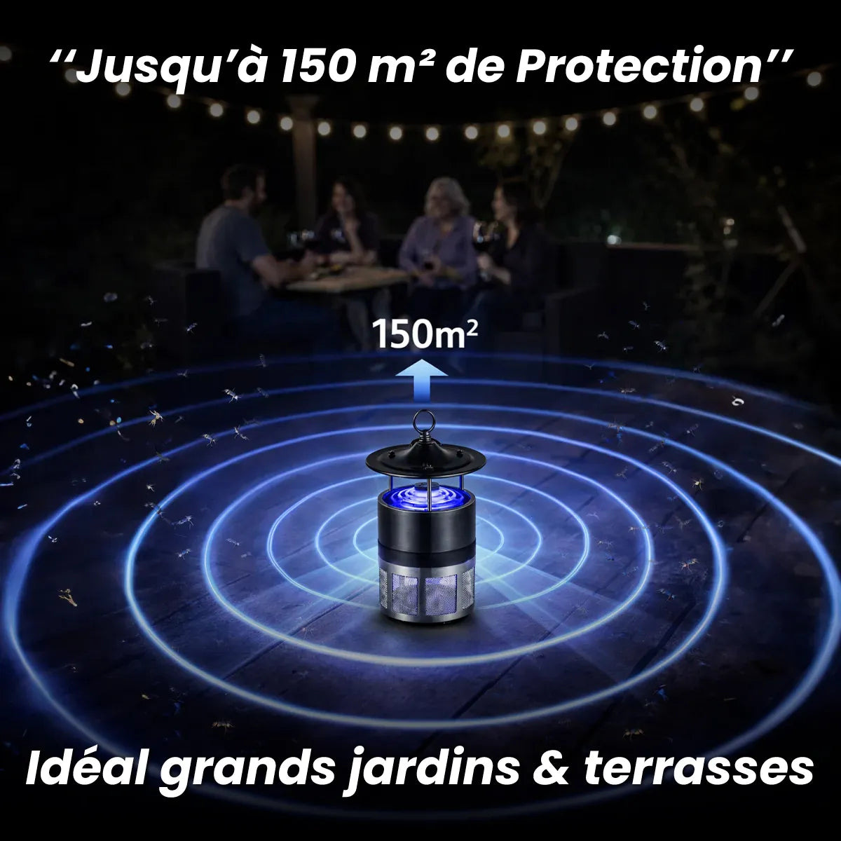Lampe Anti-Moustiques Professionnelle – Puissance Extrême 150m² | Technologie d’Attraction CO₂ Naturelle