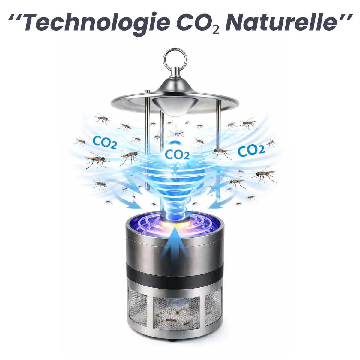 Lampe Anti-Moustiques Professionnelle – Puissance Extrême 150m² | Technologie d’Attraction CO₂ Naturelle
